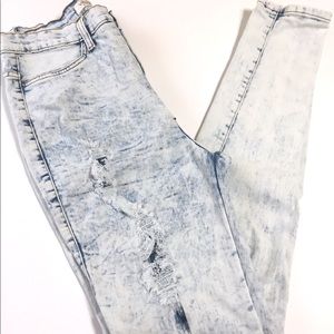 Vibrant MIU acid wash distressed skinny jeans 13